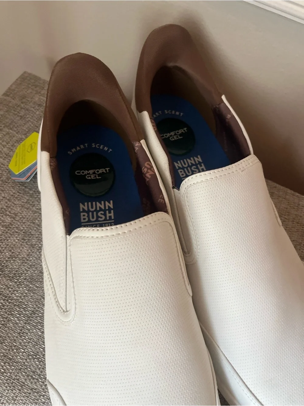 Nunn Bush Men's Slip-On Boat Shoes in White